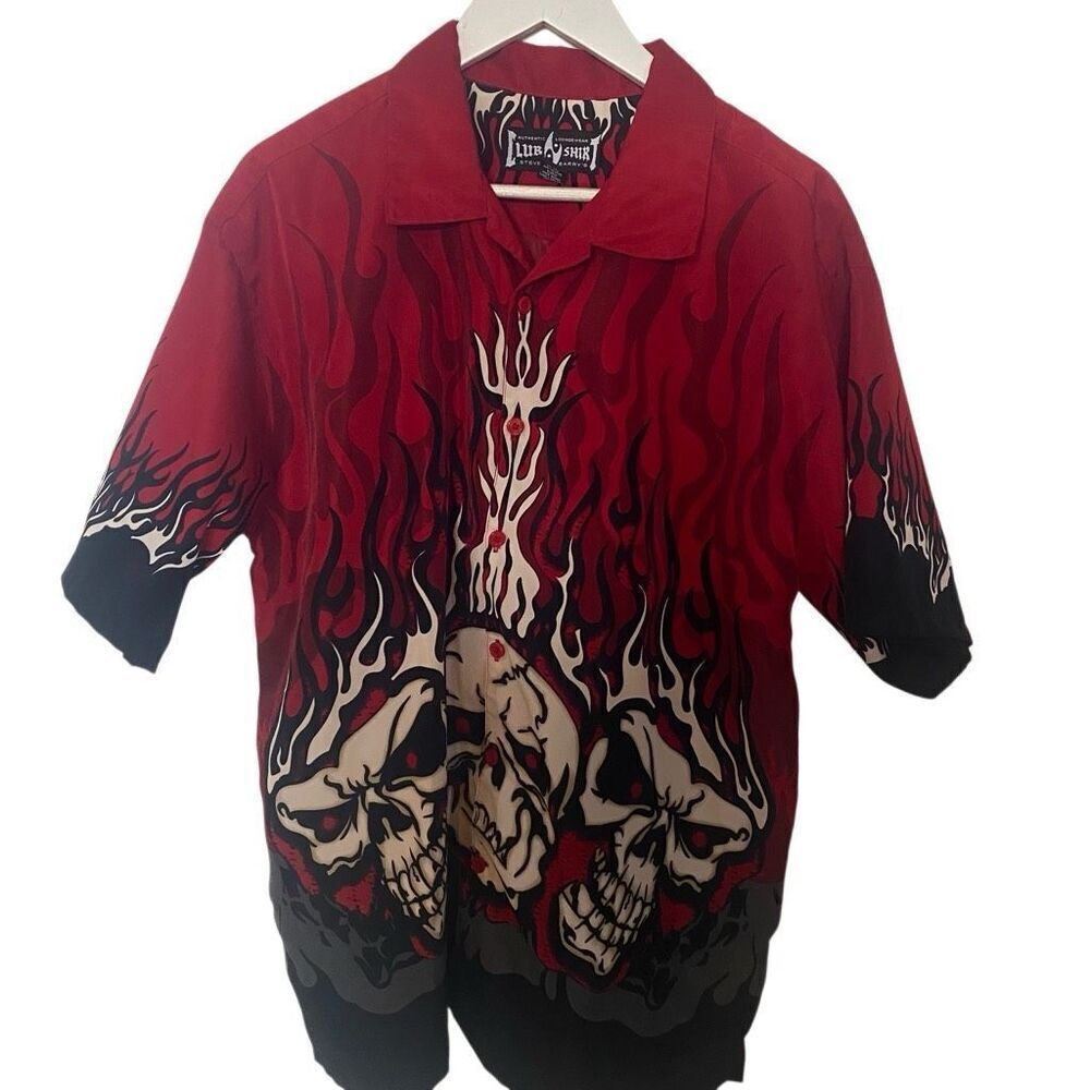 Vintage Y2K Steve & Barry’s Club shirt large skull button up shirt - Picture 1 of 6